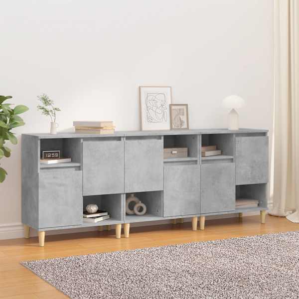 Puhvetkapid 3 tk, betoonhall, 60 × 35 × 70 cm, tehispuit