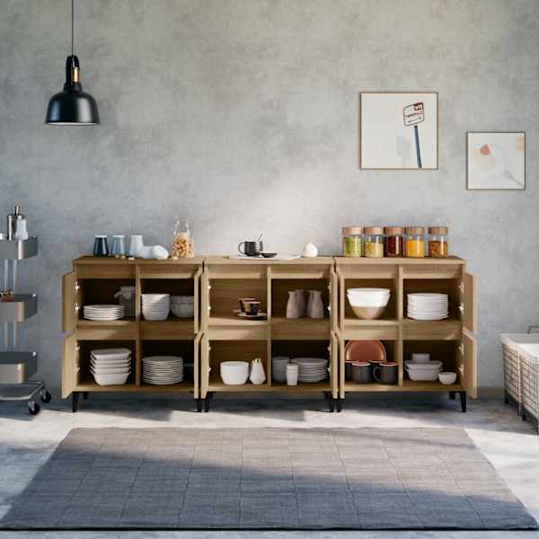 Puhvetkapid 3 tk, Sonoma tamm, 60 × 35 × 70 cm, tehispuit