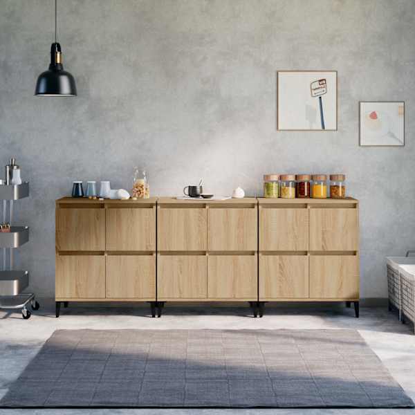 Puhvetkapid 3 tk, Sonoma tamm, 60 × 35 × 70 cm, tehispuit