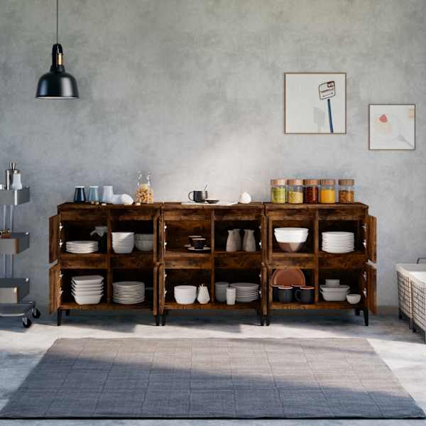 Puhvetkapid 3 tk, suitsutatud tamm, 60 × 35 × 70 cm, tehispuit
