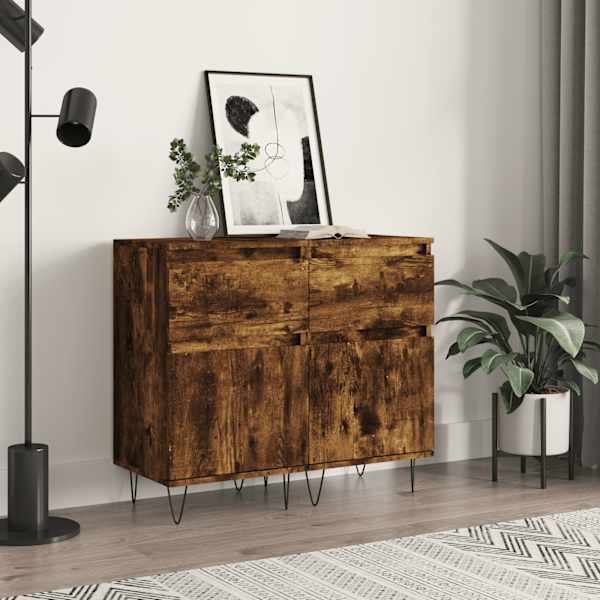 Puhvetkapid 2 tk, suitsutatud tamm, 40 × 35 × 70 cm, tehispuit