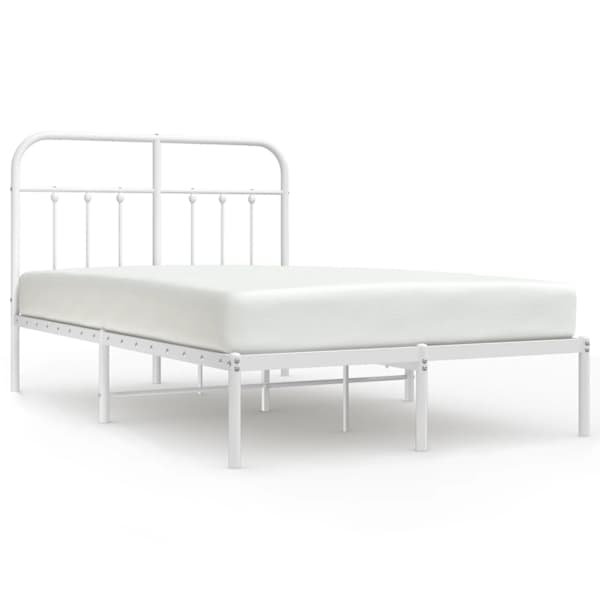 Voodiraam peatsiga, valge, 120 × 200 cm, metall — mudel 352625
