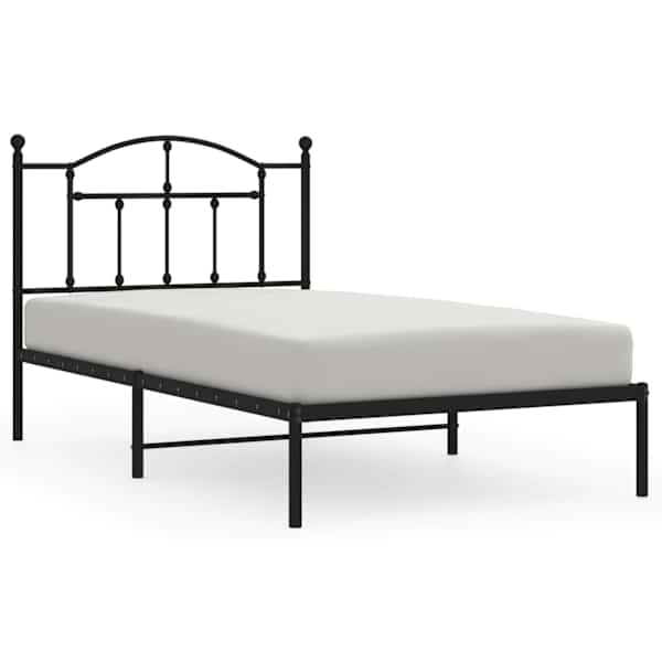 Voodiraam peatsiga, must, 100 × 190 cm, metall