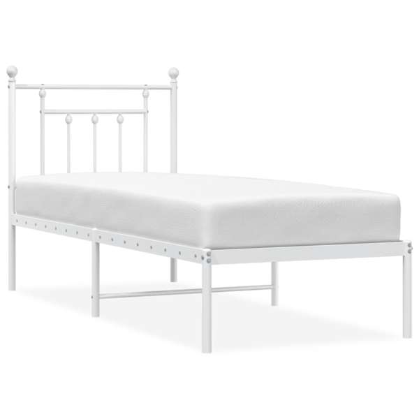 Voodiraam peatsiga, valge, 75 × 190 cm, metall