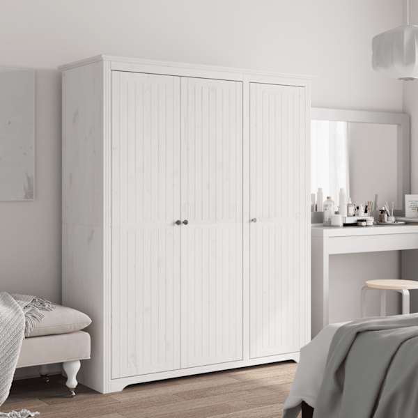 Riidekapp BODO, valge, 146 × 53,5 × 173 cm, männipuit