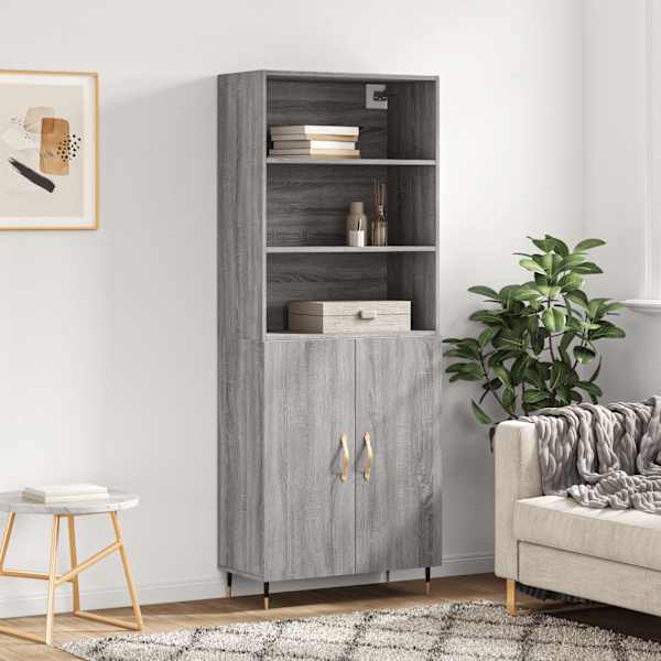 Kõrge kapp, hall Sonoma tamm, 69,5 × 34 × 180 cm, tehispuit
