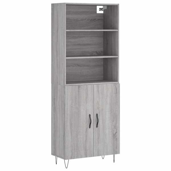 Kõrge kapp, hall Sonoma tamm, 69,5 × 34 × 180 cm, tehispuit