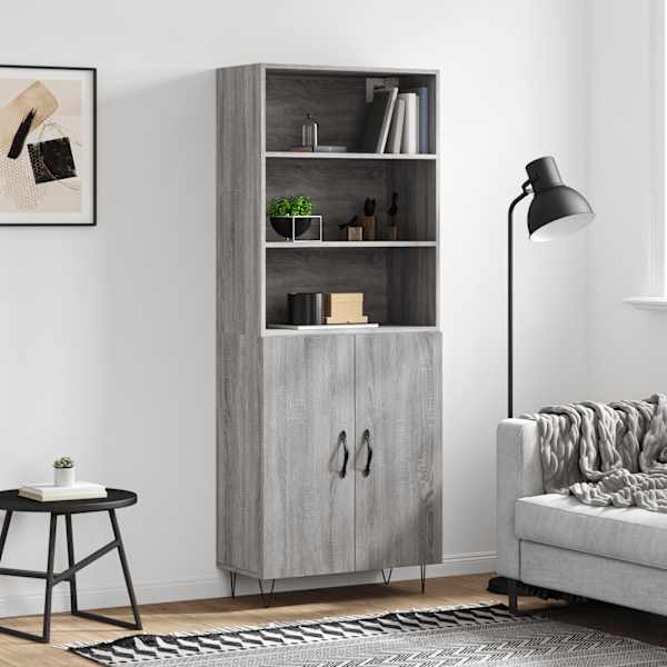 Kõrge kapp, hall Sonoma tamm, 69,5 × 34 × 180 cm, tehispuit
