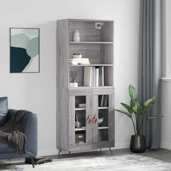 Kõrge kapp, hall Sonoma tamm, 69,5 × 34 × 180 cm, tehispuit