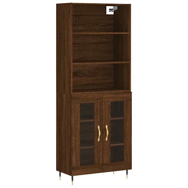 Kõrge kapp, pruun tamm, 69,5 × 34 × 180 cm, tehispuit