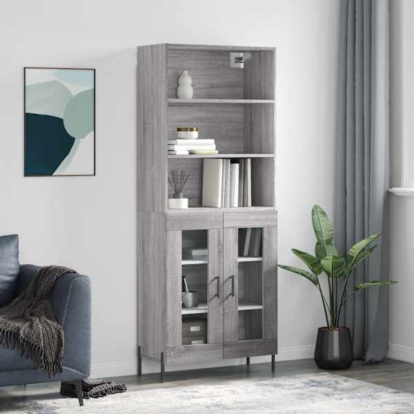 Kõrge kapp, hall Sonoma tamm, 69,5 × 34 × 180 cm, tehispuit