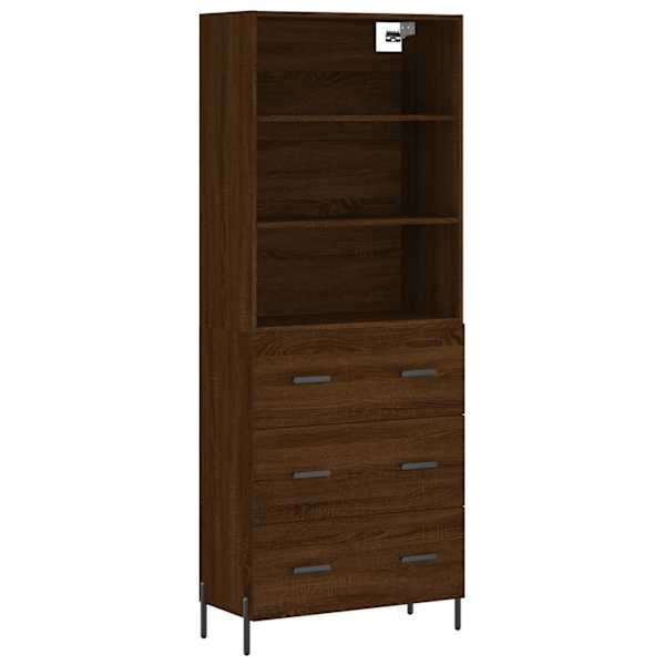 Kõrge kapp, pruun tamm, 69,5 × 34 × 180 cm, tehispuit