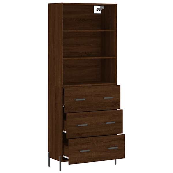 Kõrge kapp, pruun tamm, 69,5 × 34 × 180 cm, tehispuit
