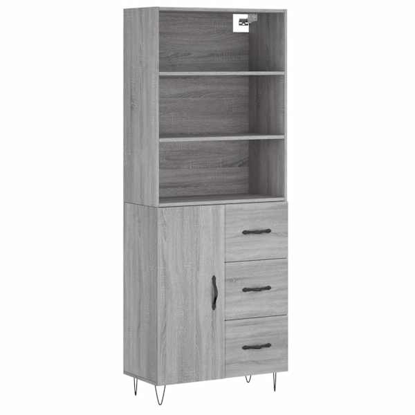Kõrge kapp, hall Sonoma tamm, 69,5 × 34 × 180 cm, tehispuit