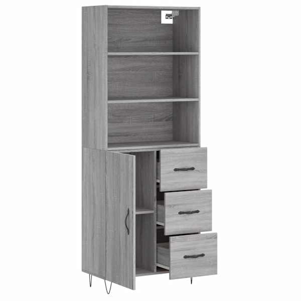 Kõrge kapp, hall Sonoma tamm, 69,5 × 34 × 180 cm, tehispuit