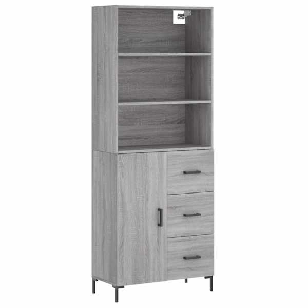 Kõrge kapp, hall Sonoma tamm, 69,5 × 34 × 180 cm, tehispuit