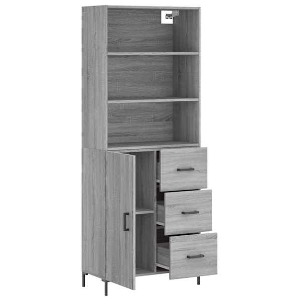 Kõrge kapp, hall Sonoma tamm, 69,5 × 34 × 180 cm, tehispuit