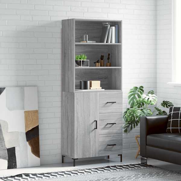 Kõrge kapp, hall Sonoma tamm, 69,5 × 34 × 180 cm, tehispuit