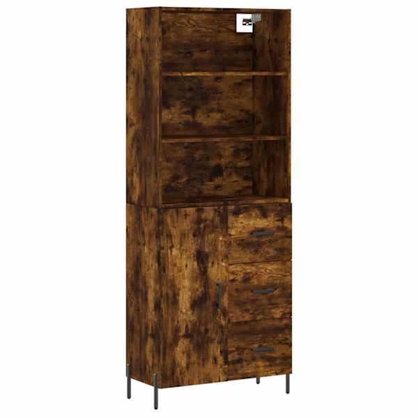 Kõrge kapp, suitsutatud tamm, 69,5 × 34 × 180 cm, tehispuit