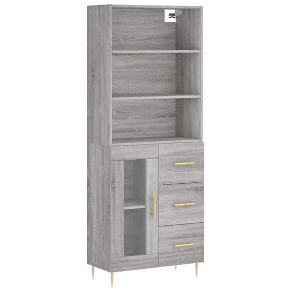 Kõrge kapp, hall Sonoma tamm, 69,5 × 34 × 180 cm, tehispuit