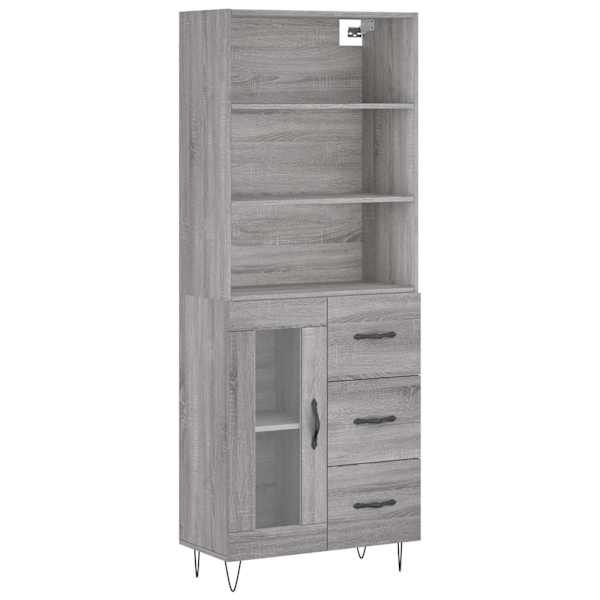 Kõrge kapp, hall Sonoma tamm, 69,5 × 34 × 180 cm, tehispuit