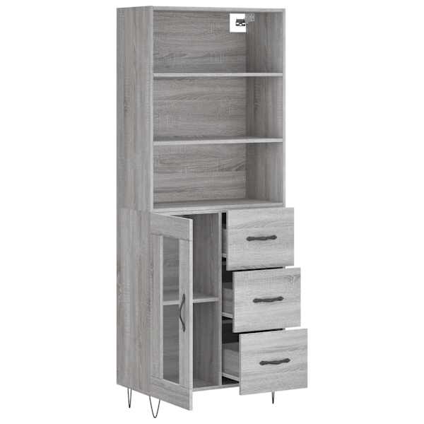 Kõrge kapp, hall Sonoma tamm, 69,5 × 34 × 180 cm, tehispuit