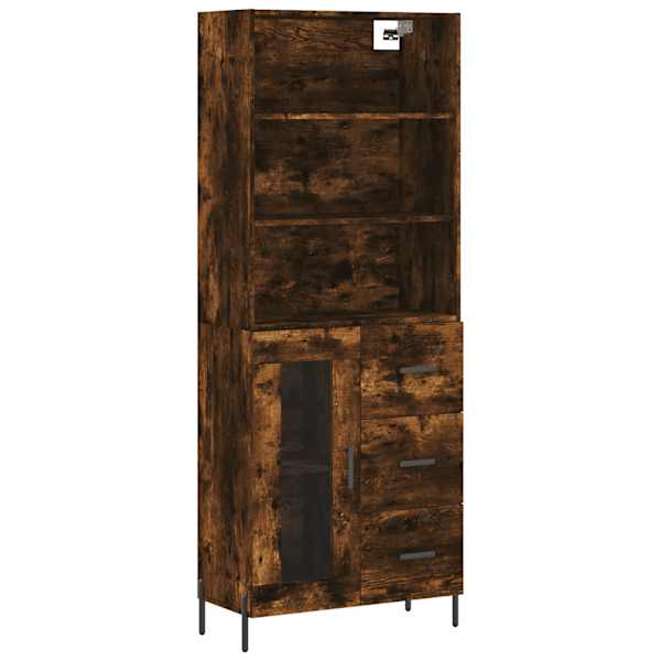 Kõrge kapp, suitsutatud tamm, 69,5 × 34 × 180 cm, tehispuit