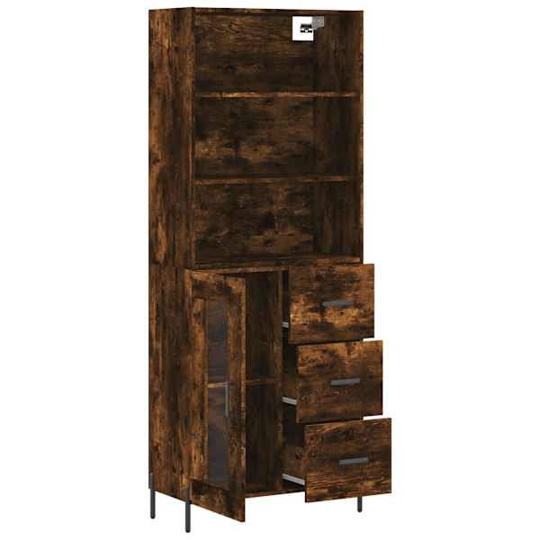 Kõrge kapp, suitsutatud tamm, 69,5 × 34 × 180 cm, tehispuit