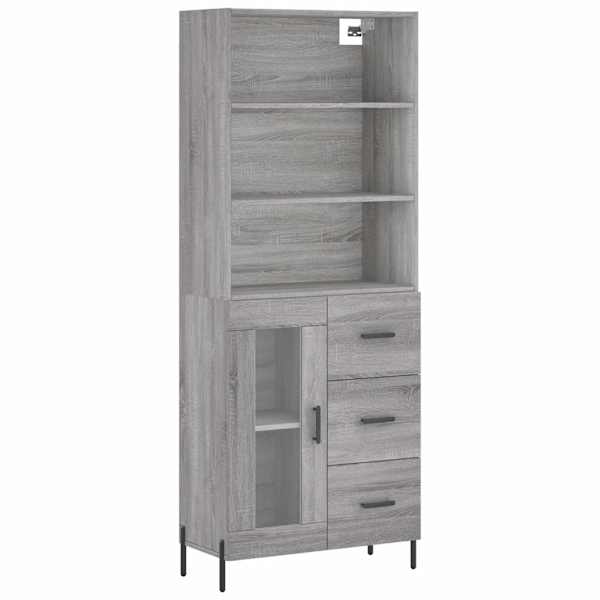 Kõrge kapp, hall Sonoma tamm, 69,5 × 34 × 180 cm, tehispuit