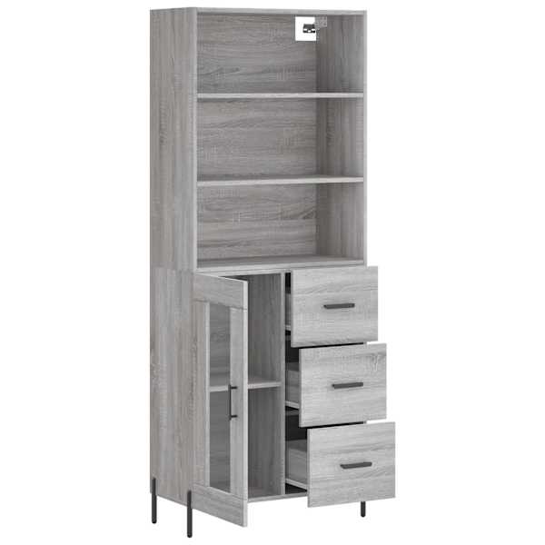 Kõrge kapp, hall Sonoma tamm, 69,5 × 34 × 180 cm, tehispuit
