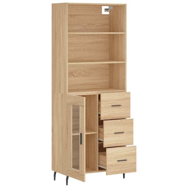 Kõrge kapp, Sonoma tamm, 69,5 × 34 × 180 cm, tehispuit
