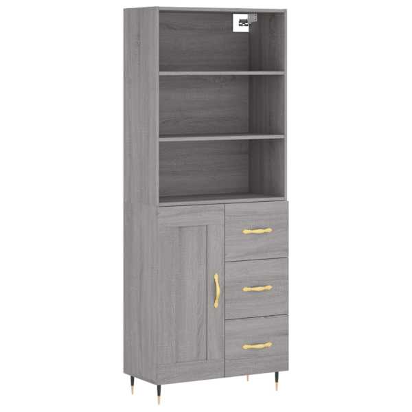 Kõrge kapp, hall Sonoma tamm, 69,5 × 34 × 180 cm, tehispuit