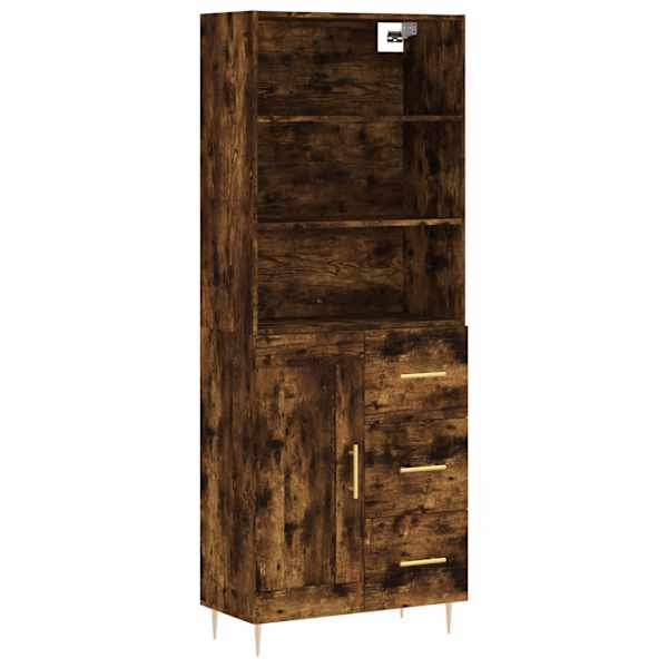 Kõrge kapp, suitsutatud tamm, 69,5 × 34 × 180 cm, tehispuit