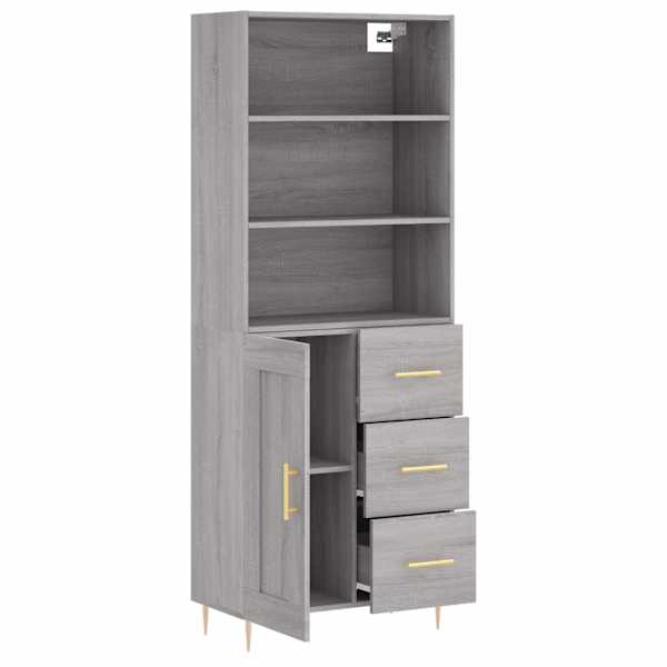 Kõrge kapp, hall Sonoma tamm, 69,5 × 34 × 180 cm, tehispuit