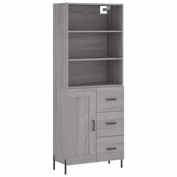 Kõrge kapp, hall Sonoma tamm, 69,5 × 34 × 180 cm, tehispuit