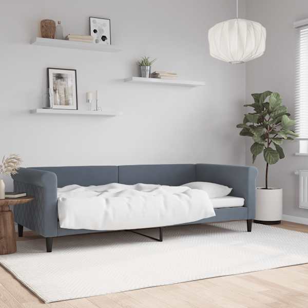 Diivanvoodi, tumehall, 90 × 200 cm, samet — mudel 354245