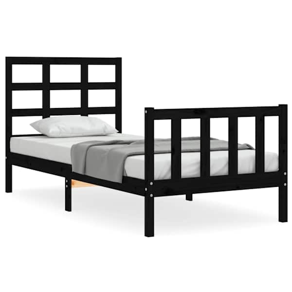 Voodiraam peatsiga, must, 75 × 190 cm — mudel 3192065