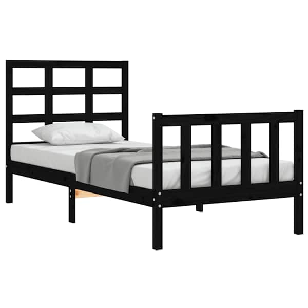 Voodiraam peatsiga, must, 75 × 190 cm — mudel 3192065