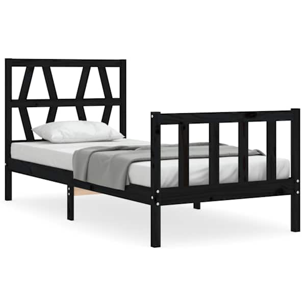 Voodiraam peatsiga, must, 75 × 190 cm — mudel 3192455