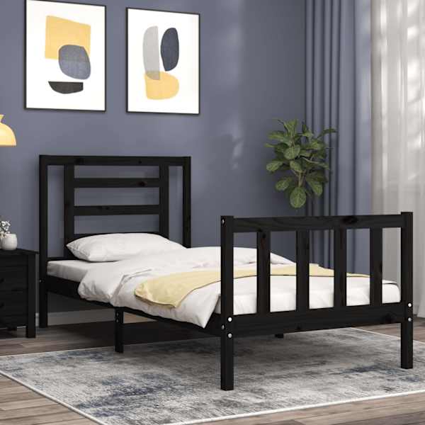 Voodiraam peatsiga, must, 75 × 190 cm — mudel 3192845