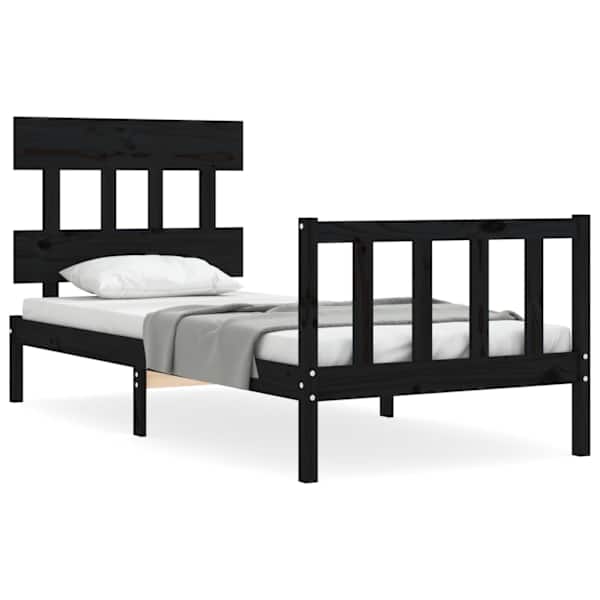 Voodiraam peatsiga, must, 75 × 190 cm — mudel 3193300