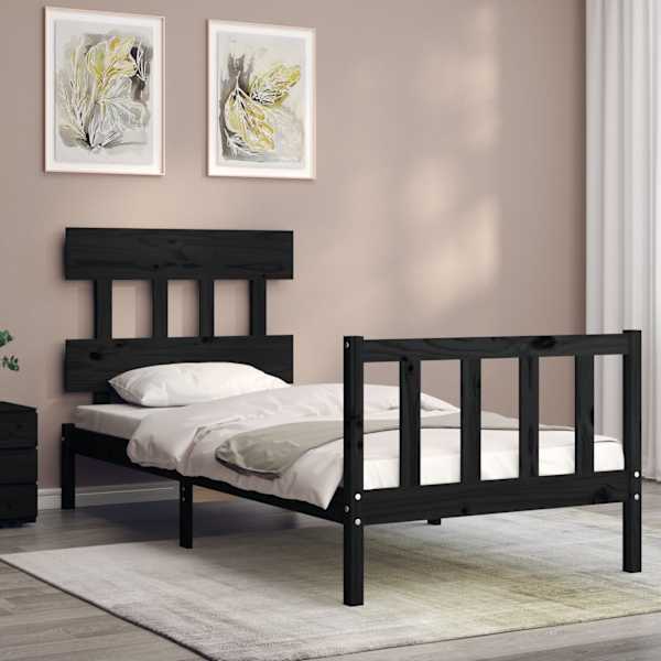 Voodiraam peatsiga, must, 75 × 190 cm — mudel 3193300