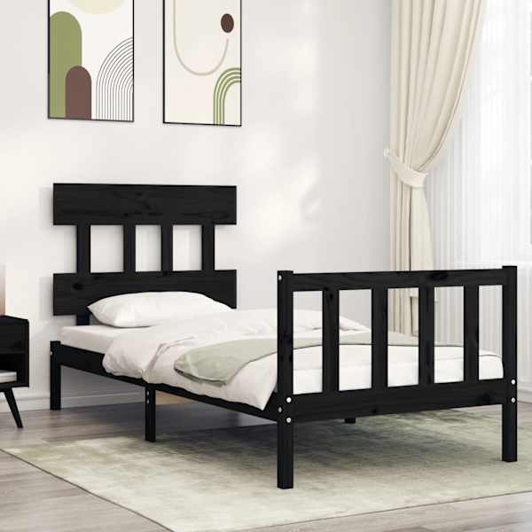 Voodiraam peatsiga, must, 75 × 190 cm — mudel 3193300