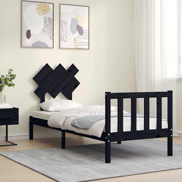 Voodiraam peatsiga, must, 75 × 190 cm — mudel 3193430