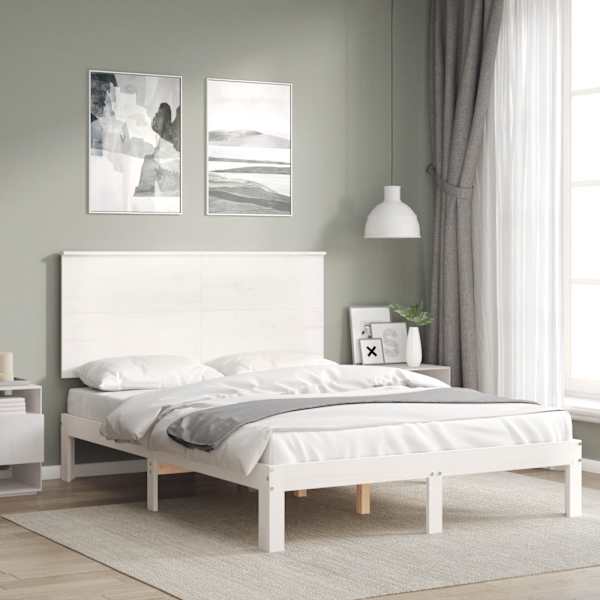 Voodiraam peatsiga, valge, 120 × 190 cm — mudel 3193632