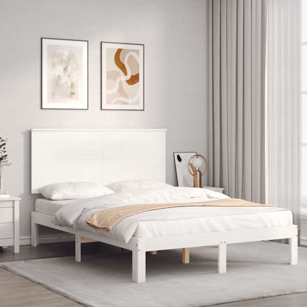 Voodiraam peatsiga, valge, 120 × 190 cm — mudel 3193632