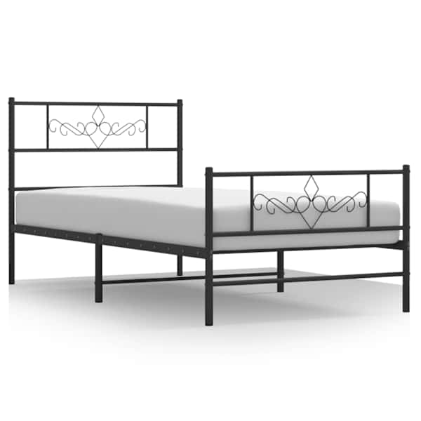 Voodiraam, must, 80 × 200 cm, metall