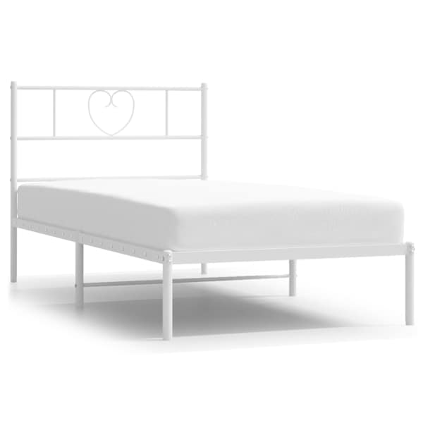 Voodiraam peatsiga, valge, 75 × 190 cm, metall — mudel 355502