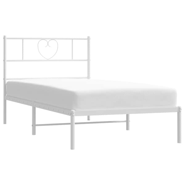 Voodiraam peatsiga, valge, 75 × 190 cm, metall — mudel 355502