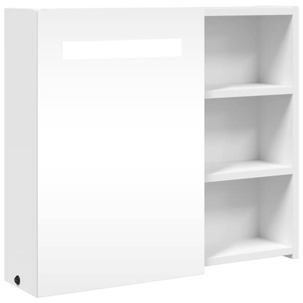 LED-valgustusega vannitoa peegelkapp, valge, 60 × 13 × 52 cm